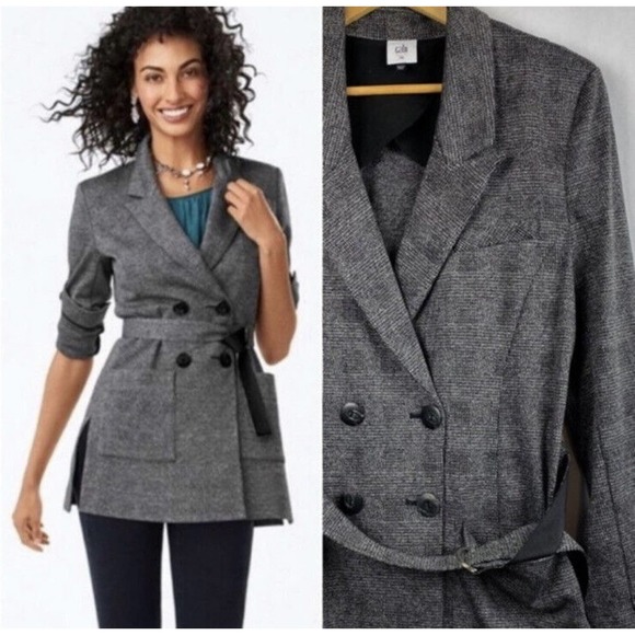 CAbi Jackets & Blazers - CAbi Bond Double Breasted Blazer Jacket Women Size XL Grey Glen Plaid Career